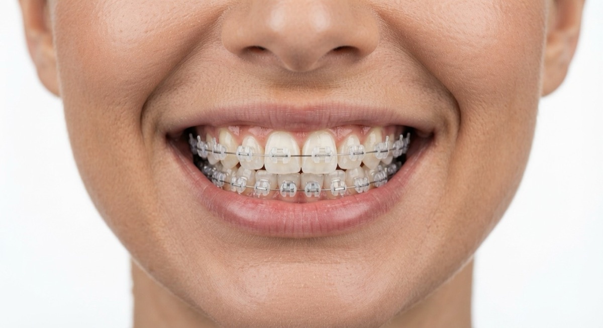 Sonrisa con brackets de zafiro